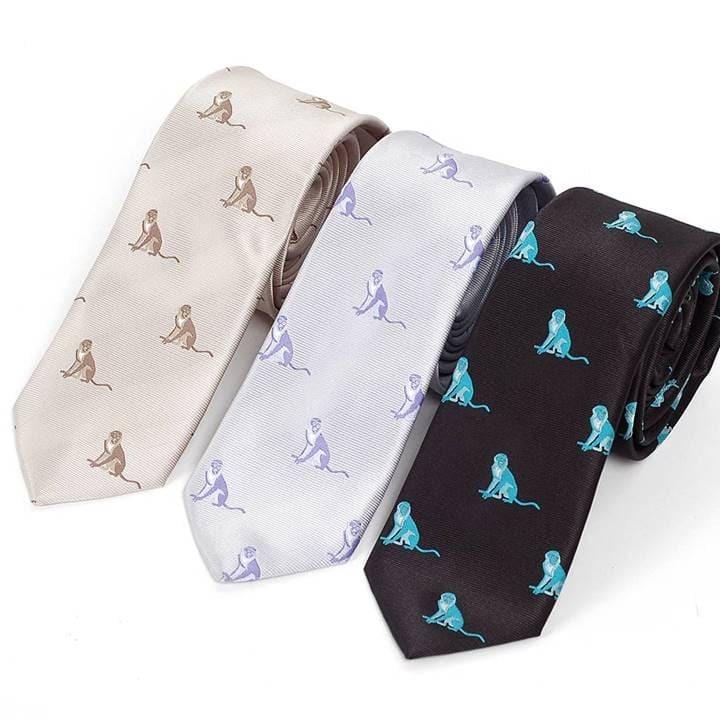 ネクタイ メンズ おさる モンキー 猿柄 パターン かわいい おしゃれ ビジネス ナロータイ スリム デザイン 大剣幅 6cm 送料無料 3色 ブラック ベージュ シルバー |  | 04