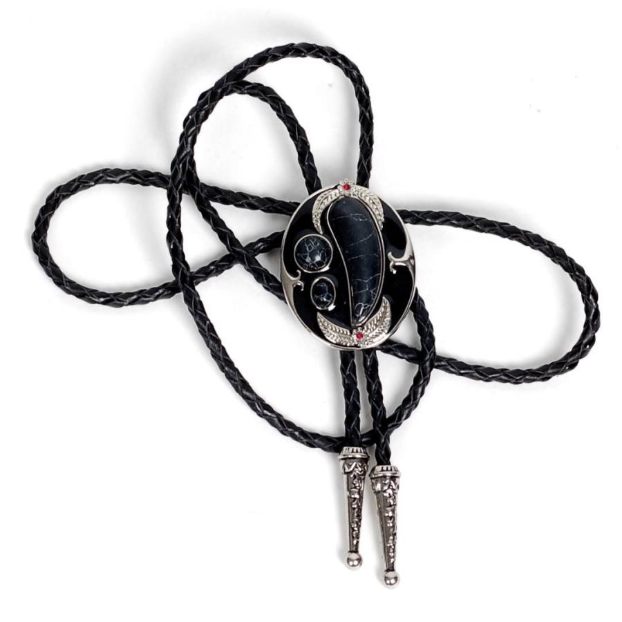 ループタイ ボロタイ ナチュラル ペイズリー 幾何学 ストーン オーバル ペンダント 紳士用 ジュエリー メンズアクセサリー 革紐 ロープタイ ロック付き 送料無料 |  | 03