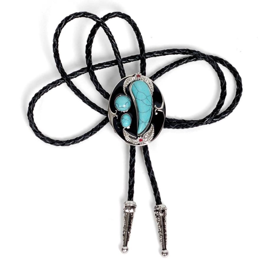 ループタイ ボロタイ ナチュラル ペイズリー 幾何学 ストーン オーバル ペンダント 紳士用 ジュエリー メンズアクセサリー 革紐 ロープタイ ロック付き 送料無料 |  | 08