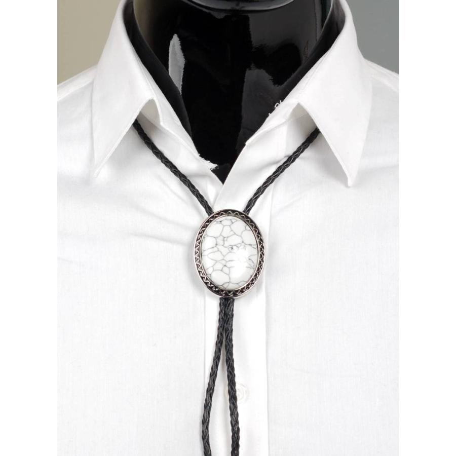 ループタイ ボロタイ ビッグ ナチュラルストーン クラック・ホワイト オーバル ペンダント メンズアクセサリー 紳士用 ジュエリー 紐付き ロープタイ ロック付き |  | 04