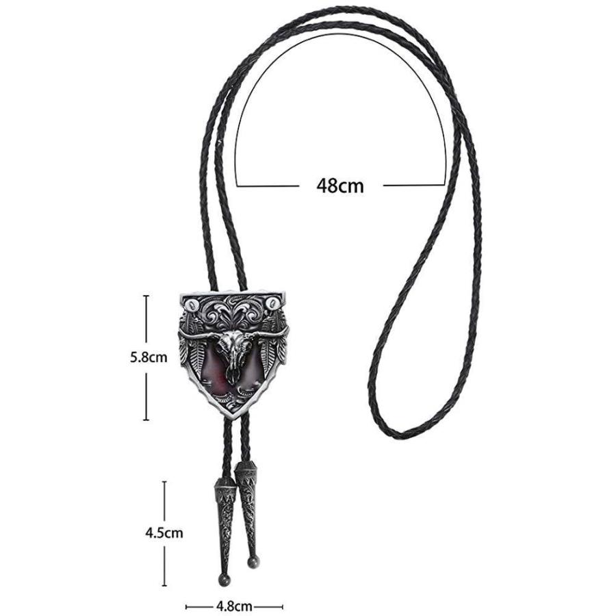 ループタイ ボロタイ ビッグ ロングホーン牛の頭蓋骨 スカル ペンダント メンズアクセサリー 紳士用 ジュエリー 紐付き ロープタイ ロック付き 送料無料 |  | 13