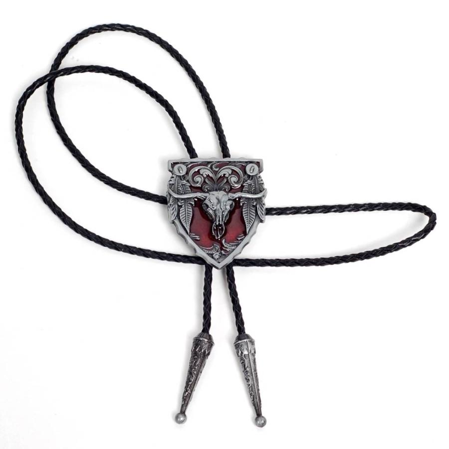ループタイ ボロタイ ビッグ ロングホーン牛の頭蓋骨 スカル ペンダント メンズアクセサリー 紳士用 ジュエリー 紐付き ロープタイ ロック付き 送料無料 |  | 04