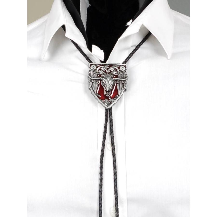 ループタイ ボロタイ ビッグ ロングホーン牛の頭蓋骨 スカル ペンダント メンズアクセサリー 紳士用 ジュエリー 紐付き ロープタイ ロック付き 送料無料 |  | 06
