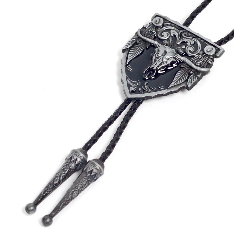 ループタイ ボロタイ ビッグ ロングホーン牛の頭蓋骨 スカル ペンダント メンズアクセサリー 紳士用 ジュエリー 紐付き ロープタイ ロック付き 送料無料 |  | 09