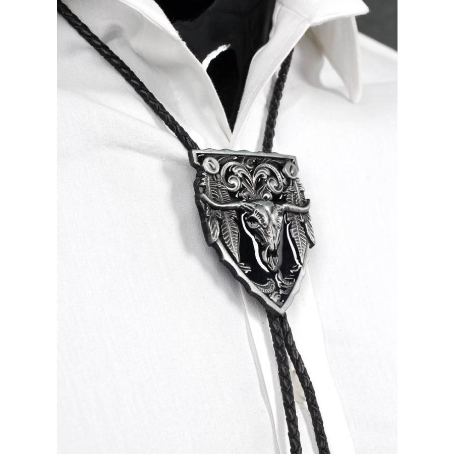 ループタイ ボロタイ ビッグ ロングホーン牛の頭蓋骨 スカル ペンダント メンズアクセサリー 紳士用 ジュエリー 紐付き ロープタイ ロック付き 送料無料 |  | 11