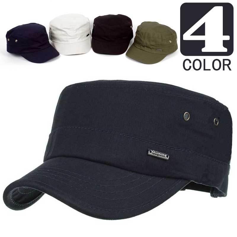 ワークキャップ 帽子 ソリッド シンプル プレート飾り キャップ メンズ レディース 男女兼用サイズ（58cm） サイズ調整 ベルト付き 4色 | 