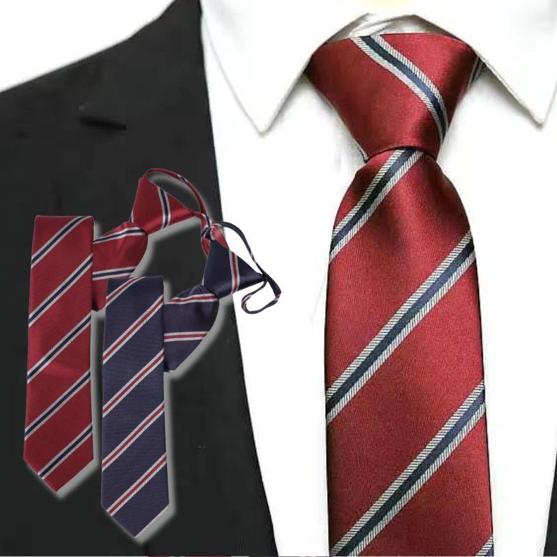 ワンタッチネクタイ ストライプ レジメンタル柄 大剣幅 6cm スリムネクタイ ナロータイ メンズ ロック有り ジッパー仕様 装着簡単 ストッパー付き | 