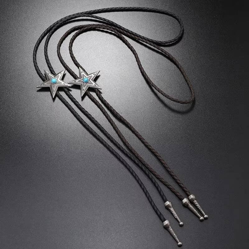 ループタイ ボロタイ スター 星 亜鉛合金 ウェスタン ペンダント ナイロン ロープ メンズアクセサリー 紳士用 ジュエリー 合成皮革 レザーロープ |  | 03