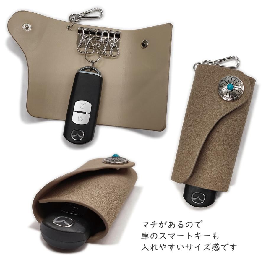 キーケース コンチョ飾り フェイク・マイクロスウェード素材 コンパクト メンズ レディース 男女共用 小サイズ 鍵入れ 小物 雑貨 |  | 07