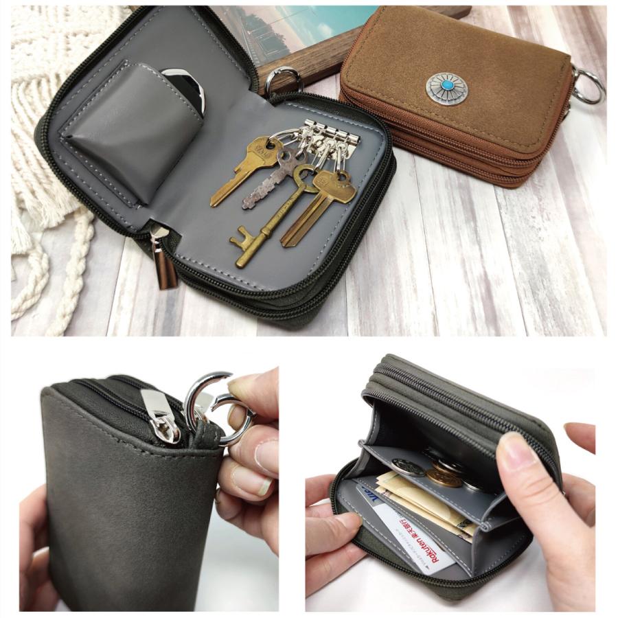 キーケース & ウォレット フェイク スウェード コンチョ メンズ レディース 男女兼用 エスニック ボタン おしゃれ 小サイズ 鍵入れ 小銭入れ 小物 雑貨 |  | 07