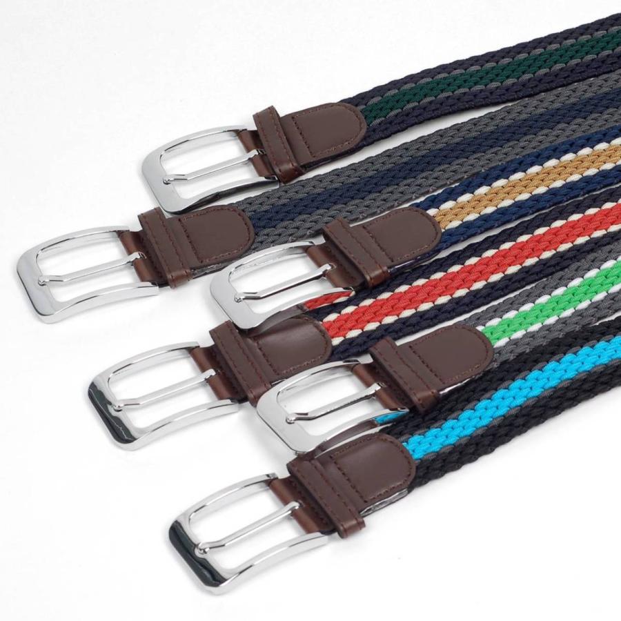 ベルト ストレッチ メッシュ ボーダーライン 編み 穴なし 伸縮 無段階で調整自由 ゴルフ アウトドアに 男女兼用 ユニセックス |  | 08