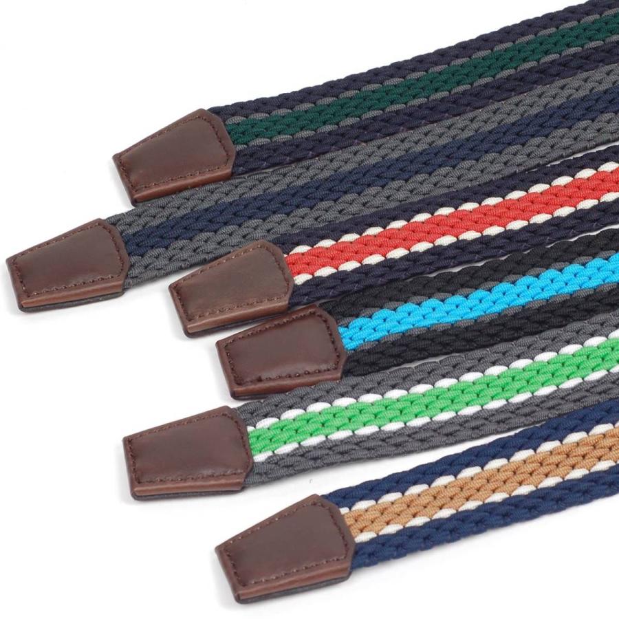 ベルト ストレッチ メッシュ ボーダーライン 編み 穴なし 伸縮 無段階で調整自由 ゴルフ アウトドアに 男女兼用 ユニセックス |  | 10