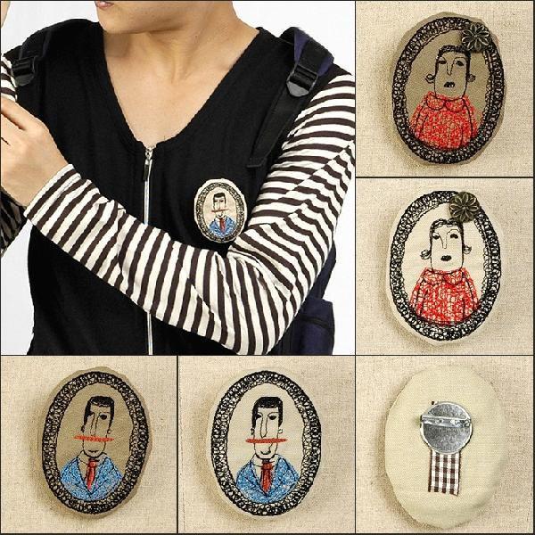 ワッペン、ブローチ、パッチ、お父さん、お母さんモチーフ、４種類  acs005 | 