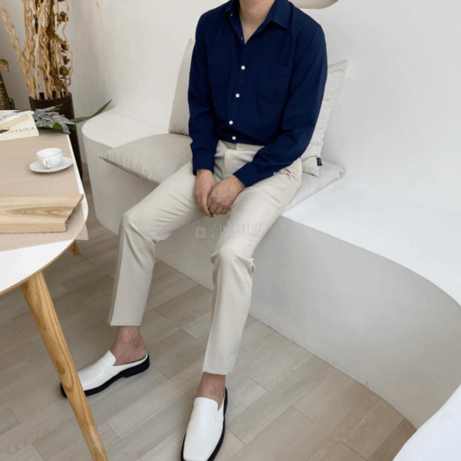 ドレスシャツ 長袖 韓国ファッション 胸ポケット 基本 ベーシック ダンディ ビジネスシャツ メンズ 楽な着用感 カッコいい シルエット3色 3サイズ 送料無料 |  | 11