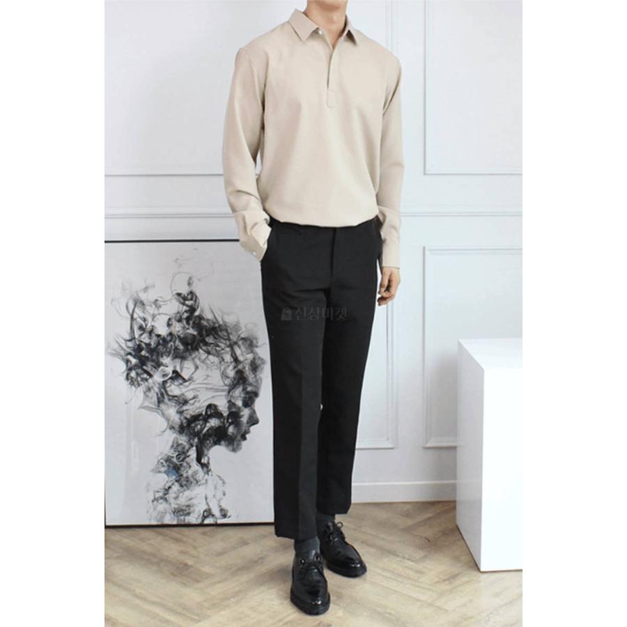 カジュアル ダンディルック シャツ 長袖 韓国ファッション デイリーシャツ ポロシャツ 基本 シンプルシャツ ビジネス メンズ 楽なフィット感 隠しボタン |  | 10