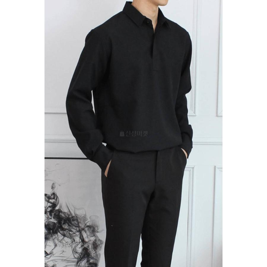 カジュアル ダンディルック シャツ 長袖 韓国ファッション デイリーシャツ ポロシャツ 基本 シンプルシャツ ビジネス メンズ 楽なフィット感 隠しボタン |  | 11