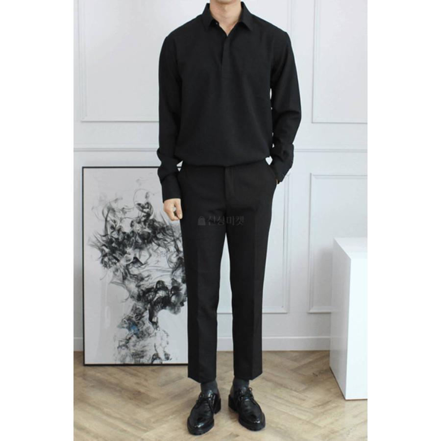 カジュアル ダンディルック シャツ 長袖 韓国ファッション デイリーシャツ ポロシャツ 基本 シンプルシャツ ビジネス メンズ 楽なフィット感 隠しボタン |  | 12