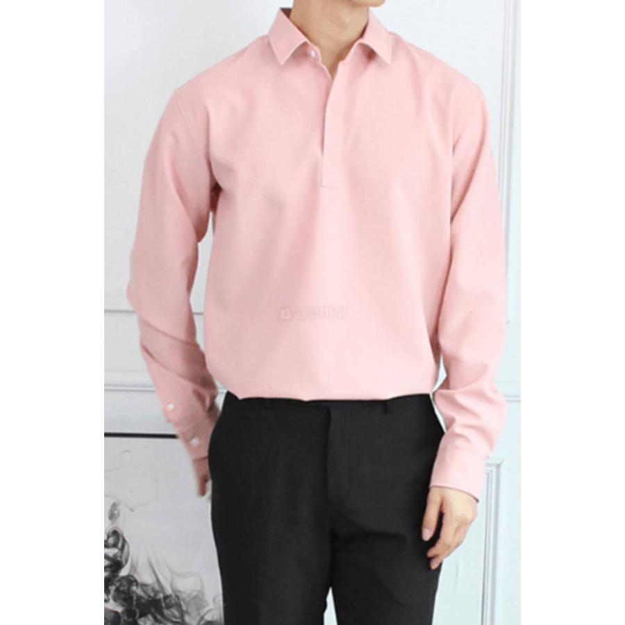 カジュアル ダンディルック シャツ 長袖 韓国ファッション デイリーシャツ ポロシャツ 基本 シンプルシャツ ビジネス メンズ 楽なフィット感 隠しボタン |  | 13