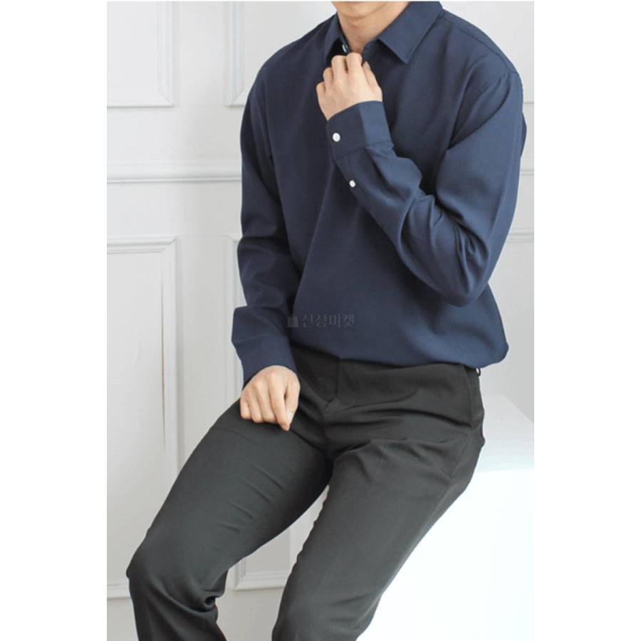 カジュアル ダンディルック シャツ 長袖 韓国ファッション デイリーシャツ ポロシャツ 基本 シンプルシャツ ビジネス メンズ 楽なフィット感 隠しボタン |  | 15