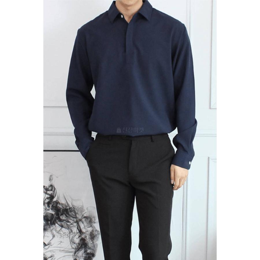 カジュアル ダンディルック シャツ 長袖 韓国ファッション デイリーシャツ ポロシャツ 基本 シンプルシャツ ビジネス メンズ 楽なフィット感 隠しボタン |  | 16