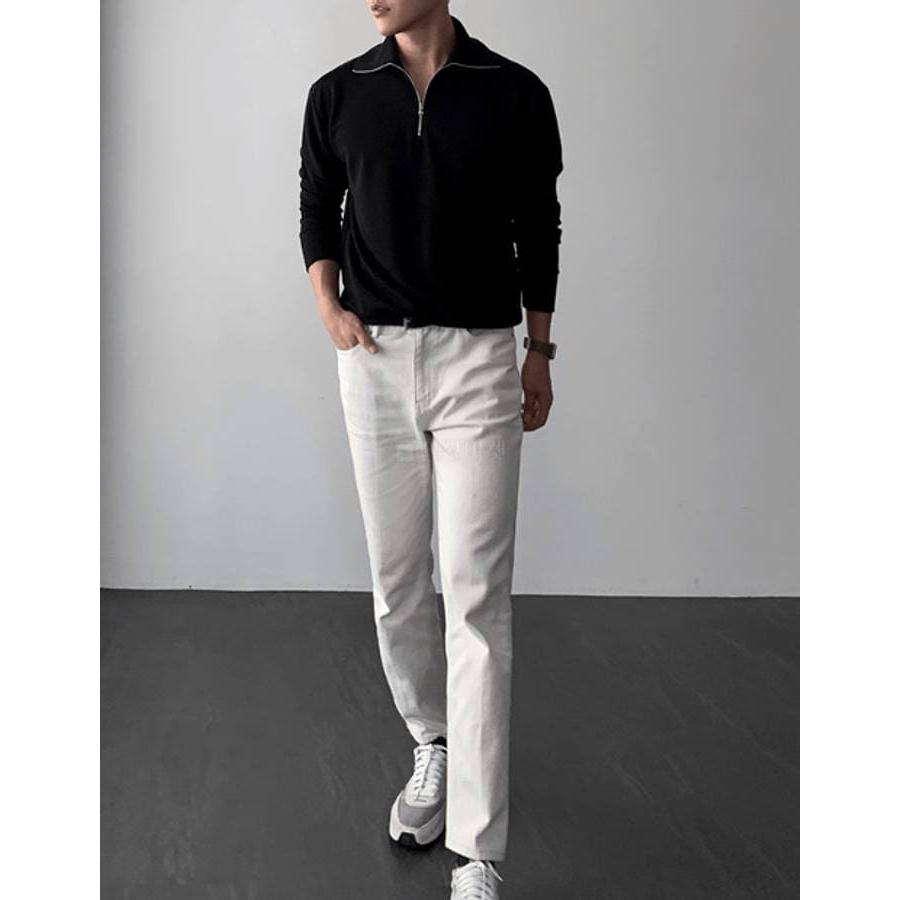 ジップアップ カジュアル シャツ ダンディルック ポロシャツ 長袖 韓国ファッション 基本 シンプル メンズ 楽な着心地 オールシーズン 半オープン 送料無料 |  | 12