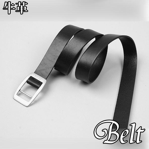 本革 牛革 ベーシック 穴なし 調整自由 シンプル バックル スリム ベルト ブラック　黒  BLT05 |  | 01