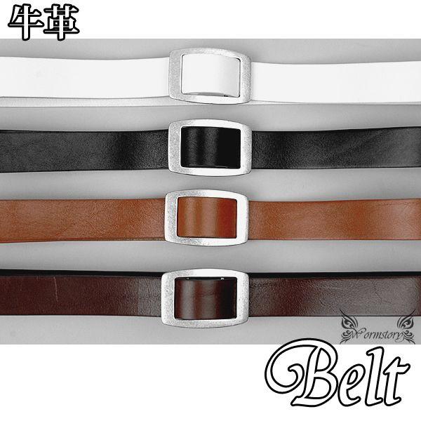 本革 牛革 ベーシック 穴なし 調整自由 シンプル バックル スリム ベルト ブラック　黒  BLT05 |  | 02