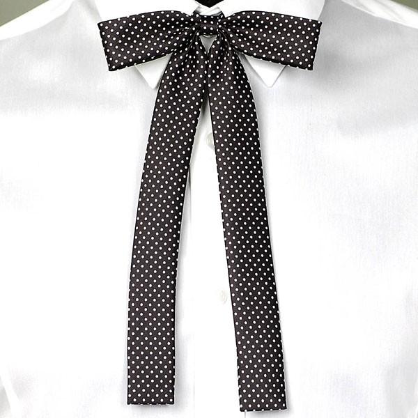 リボンタイ　リボン・ネクタイ　白色 マイクロドット 水玉　ブラック色生地　モノトーン  BT40　ネクタイ メンズ レディース　男女共用 |  | 01