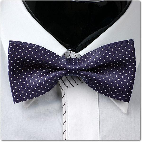 ボウタイ　蝶ネクタイ　バタフライ・ネクタイ　白色 マイクロ　ドット　ネイビー・青色  BT95　 | 