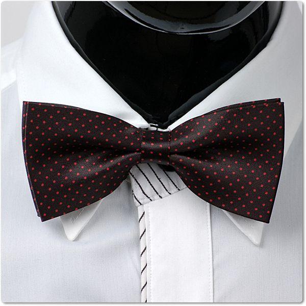 ボウタイ　蝶ネクタイ　バタフライ・ネクタイ　赤色 マイクロ　ドット　ブラック・黒色  BT96　 | 