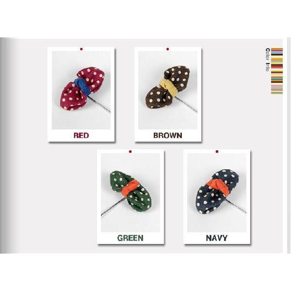 メンズアクセサリー　ラペルピン ブートニア スーツ飾り ラペル飾り ミニ蝶ネクタイ風　ドット柄　４色  btnr002 |  | 01