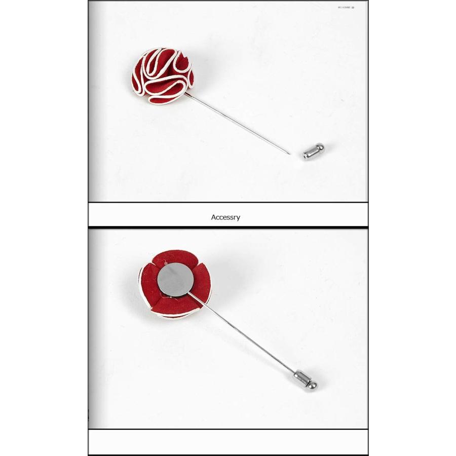 メンズアクセサリー ラペルピン ブートニア レッド　ベルベット生地 ラグジュアリー・フラワー スーツ ラペル飾り  btnr3081 |  | 01