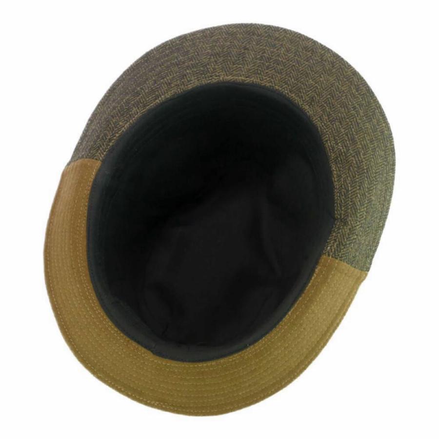 [2022秋冬] 中折れハット 帽子 コーデュロイ ヘリンボーン柄 ウール パッチワーク メンズ レディース 男女兼用 帽子 58cm フリー サイズ 微調整可能 |  | 08