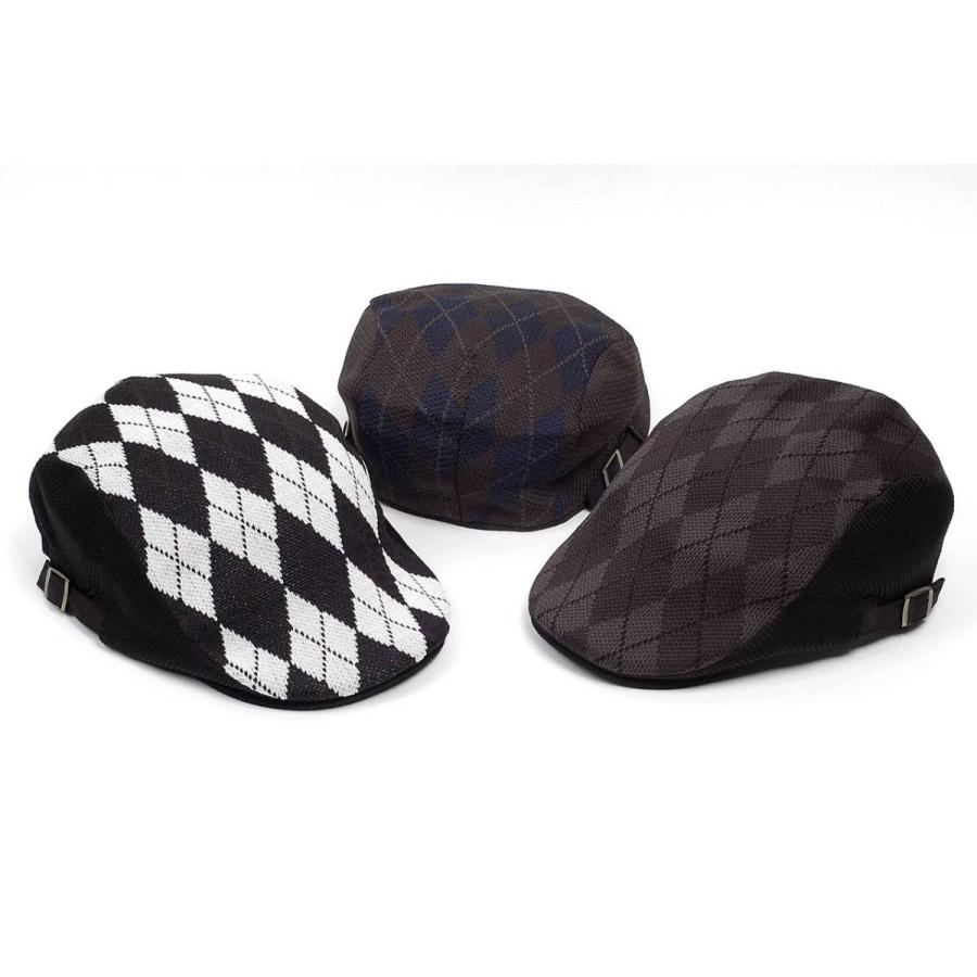  アーガイルチェック ハンチング帽 ハンチング アーガイル チェック ポリニット生地 メンズ レディース