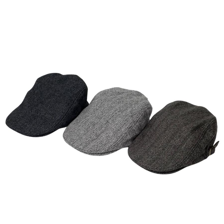 ハンチング帽 ウールジャガードハンチング 帽子 メンズ レディース ヘリンボーン 秋冬 サイドベルト付き サイズ調整可能  送料無料 |  | 08