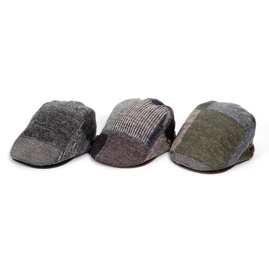 ハンチング ウィンター パターン パッチワーク つば裏 レザー メンズ レディース 帽子 58cm サイズ調整可能 2022新作 ３色展開 送料無料 敬老の日　父の日 |  | 01