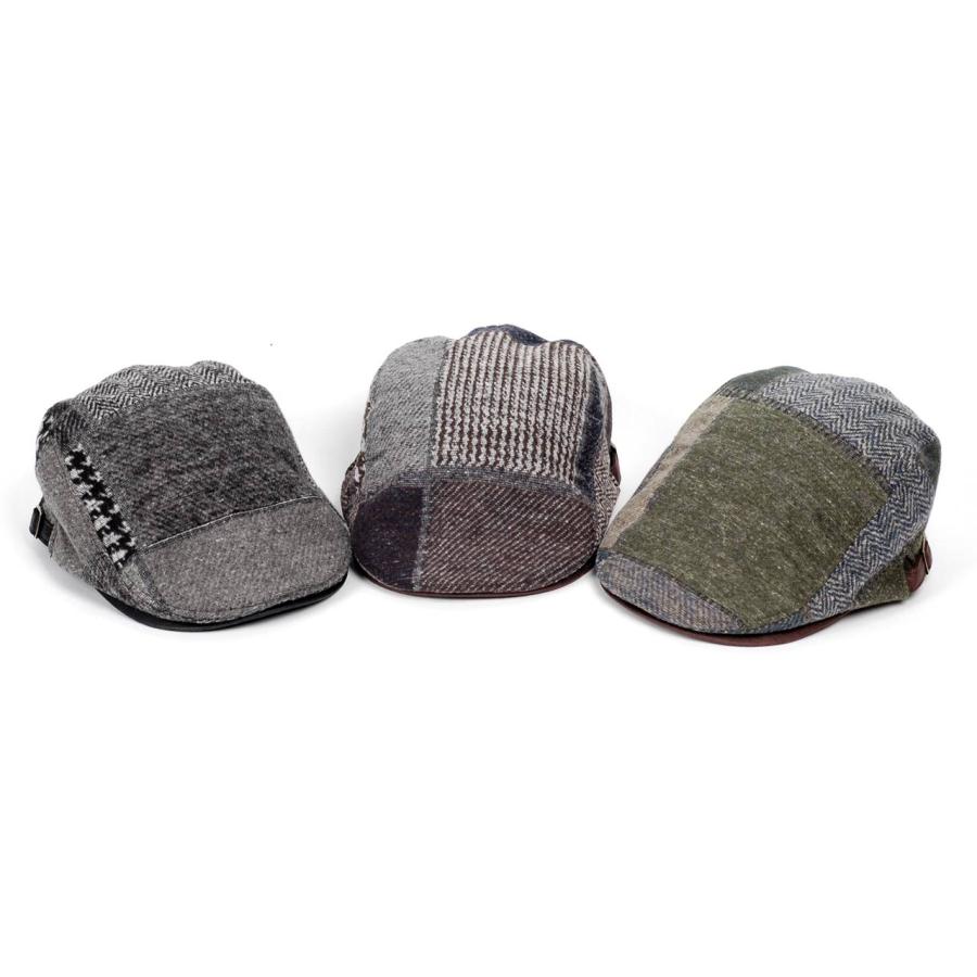 ハンチング ウィンター パターン パッチワーク つば裏 レザー メンズ レディース 帽子 58cm サイズ調整可能 2022新作 ３色展開 送料無料 敬老の日　父の日 |  | 02