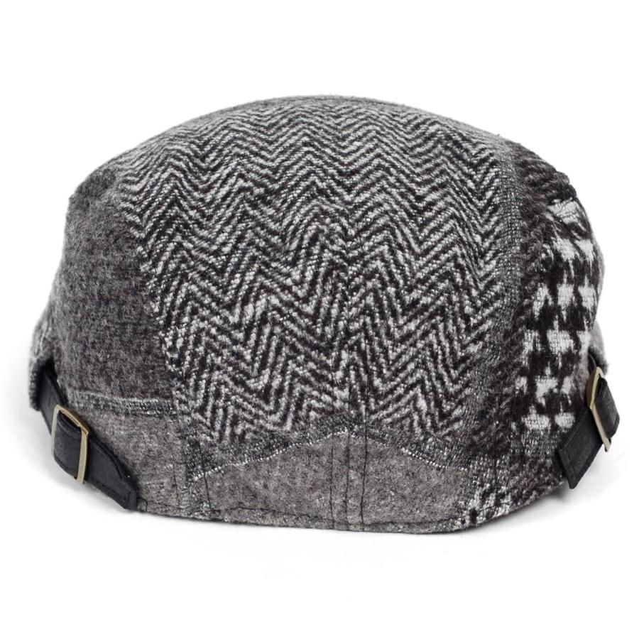 ハンチング ウィンター パターン パッチワーク つば裏 レザー メンズ レディース 帽子 58cm サイズ調整可能 2022新作 ３色展開 送料無料 敬老の日　父の日 |  | 04