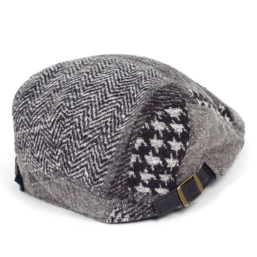 ハンチング ウィンター パターン パッチワーク つば裏 レザー メンズ レディース 帽子 58cm サイズ調整可能 2022新作 ３色展開 送料無料 敬老の日　父の日 |  | 05