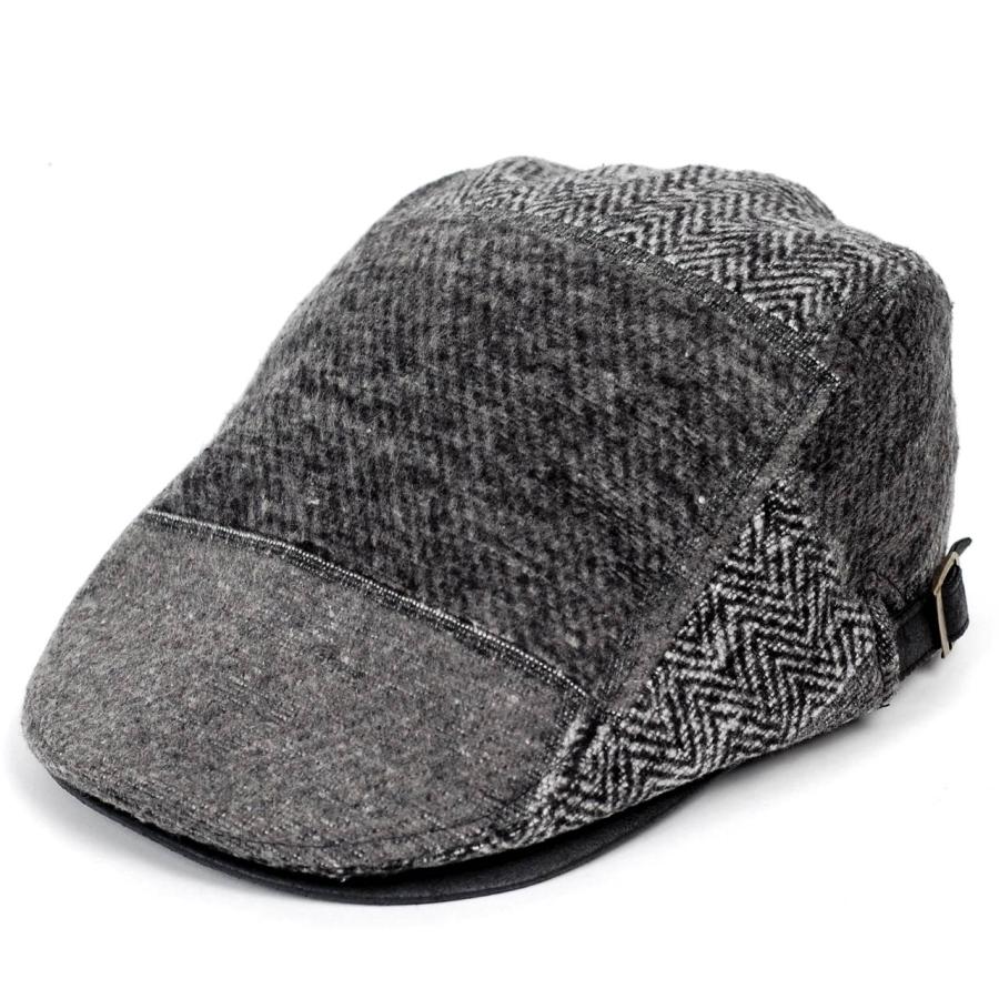 ハンチング ウィンター パターン パッチワーク つば裏 レザー メンズ レディース 帽子 58cm サイズ調整可能 2022新作 ３色展開 送料無料 敬老の日　父の日 |  | 07