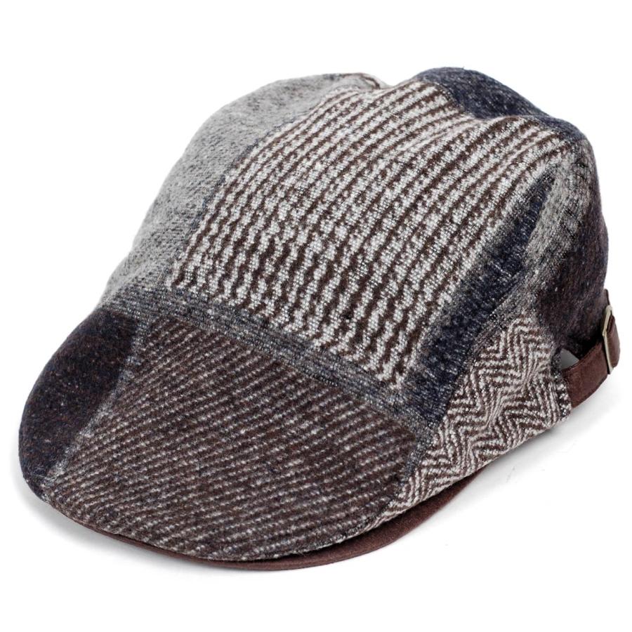 ハンチング ウィンター パターン パッチワーク つば裏 レザー メンズ レディース 帽子 58cm サイズ調整可能 2022新作 ３色展開 送料無料 敬老の日　父の日 |  | 08