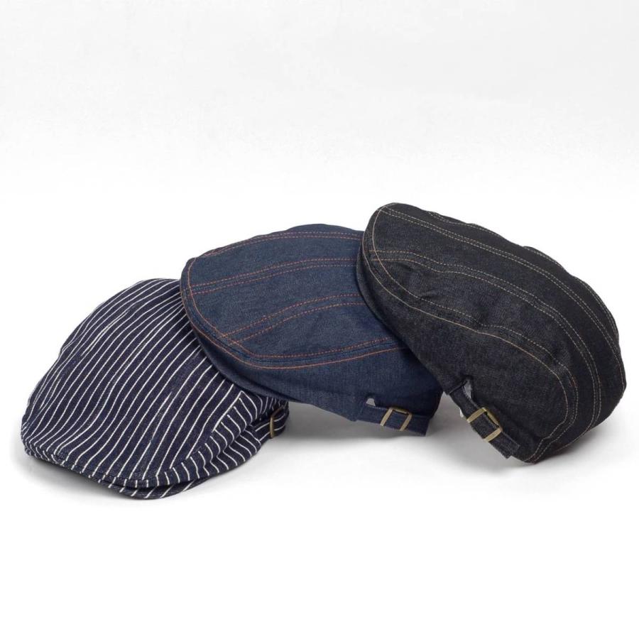 ハンチング帽子 メンズ レディース ステッチ デニム ハンチング キャップ 帽子 58cm 年間定番 ストライプ、ネイビー、ブラックの3カラー |  | 04