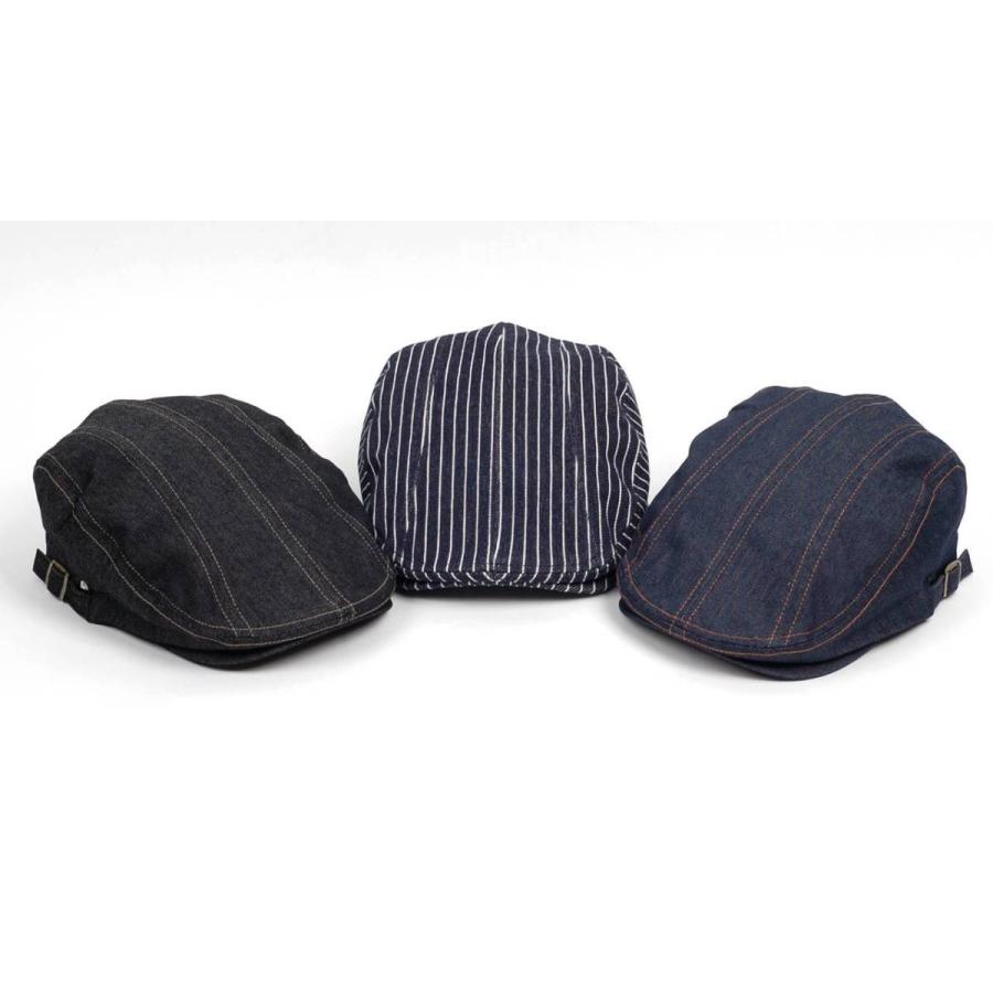 ハンチング帽子 メンズ レディース ステッチ デニム ハンチング キャップ 帽子 58cm 年間定番 ストライプ、ネイビー、ブラックの3カラー |  | 14