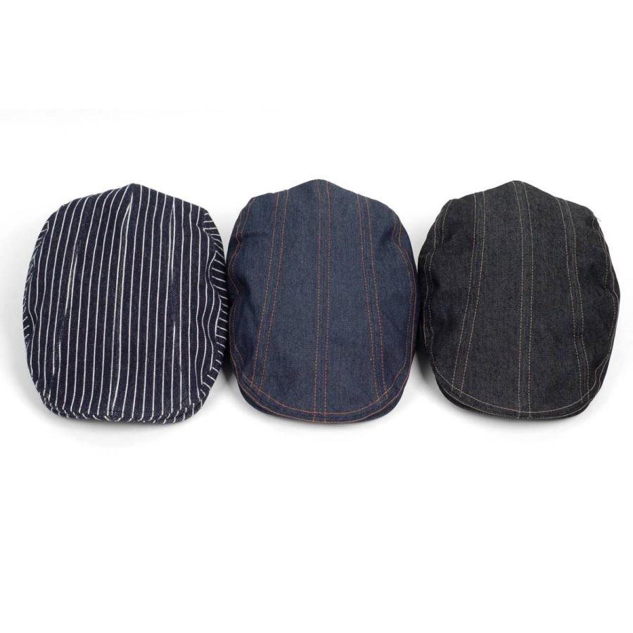 ハンチング帽子 メンズ レディース ステッチ デニム ハンチング キャップ 帽子 58cm 年間定番 ストライプ、ネイビー、ブラックの3カラー |  | 16