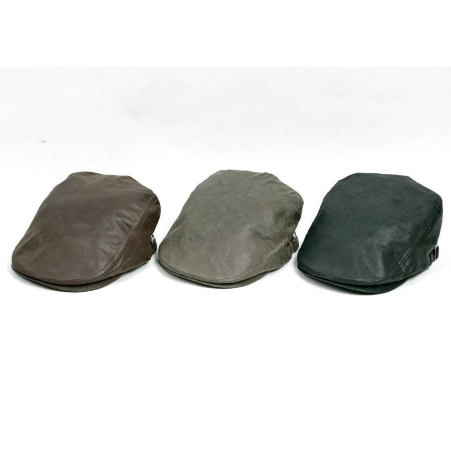 ハンチング クラック フェイク レザー 合皮 無地 ソリッド メンズ レディース 帽子 キャスケット フラットキャップ 3色 ブラック ブラウン オリーブ 系 |  | 04