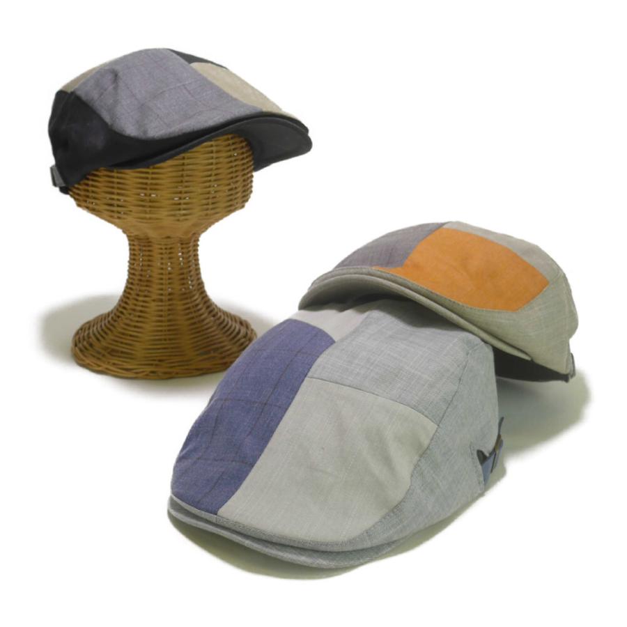 ハンチング メンズ レディース ４枚ハギ パッチワーク キルト 繋ぎ合わせ 淡いカラー ３色 帽子 58cm サイド調整スナップベルト付き 敬老の日 父の日 |  | 04