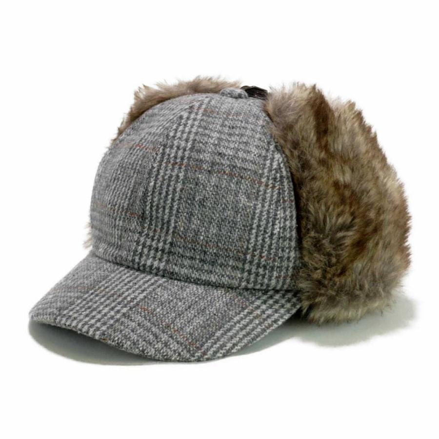 イヤー フラップ キャップ グレンチェック ファー耳あて帽子 あたたかい耳つきキャップ 防寒 アウトドア キャンプ ボア 冬シーズン 58cm サイズ微調整可能 |  | 05