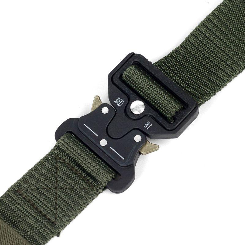 タクティカル ベルト メンズ ナイロン  ベルト シンプル ソリッド カーキグリーン ワンタッチ バックル ソリッド 無地 穴なし 無段階 調整自由 全長120cm |  | 02