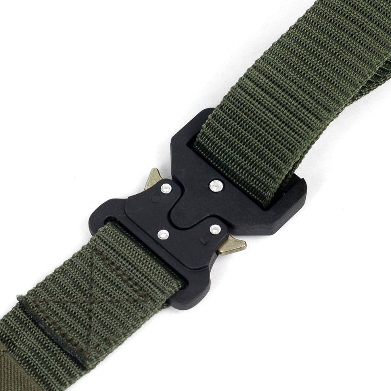 タクティカル ベルト メンズ ナイロン  ベルト シンプル ソリッド カーキグリーン ワンタッチ バックル ソリッド 無地 穴なし 無段階 調整自由 全長120cm |  | 03