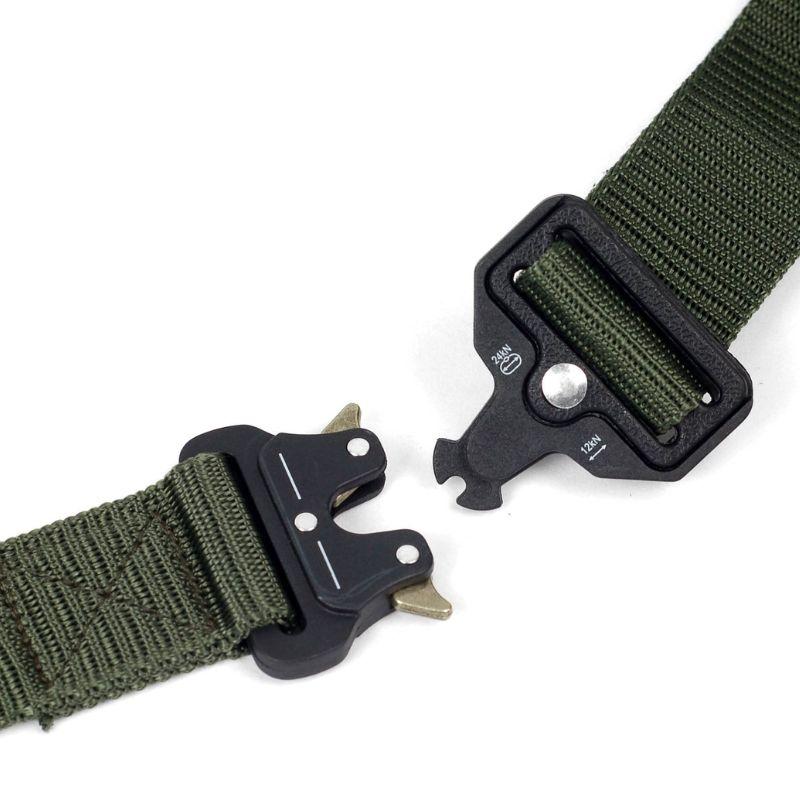 タクティカル ベルト メンズ ナイロン  ベルト シンプル ソリッド カーキグリーン ワンタッチ バックル ソリッド 無地 穴なし 無段階 調整自由 全長120cm |  | 04